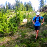 Running in sub alpine meadows between Habrich and Sky Pilot.