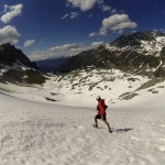 Giving it down the Wedge Glacier. The snow here was much more firm so it was easy to run.